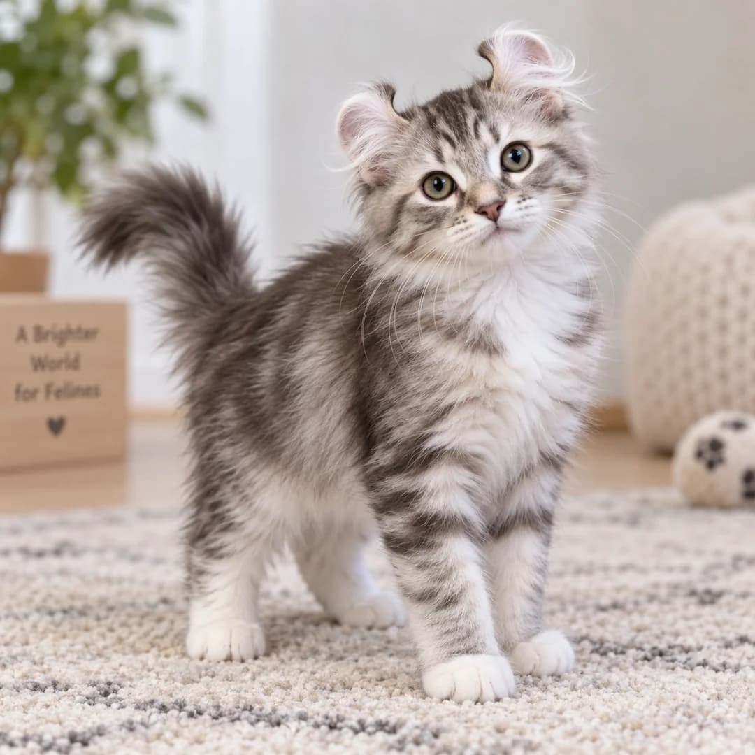 تصویر گربه نژاد امریکن کرل (American Curl) در دوره بچه‌گربه - ویژگی‌های رشد و ظاهر در دانشنامه پت همزی