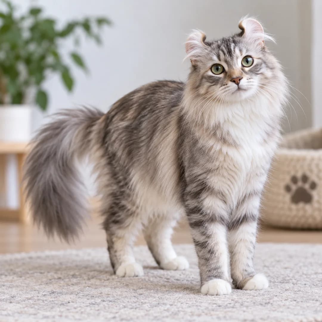 تصویر گربه نژاد امریکن کرل (American Curl) در دوره بالغ و سالمند - وقار و مراقبت‌های نژادی در دانشنامه پت همزی