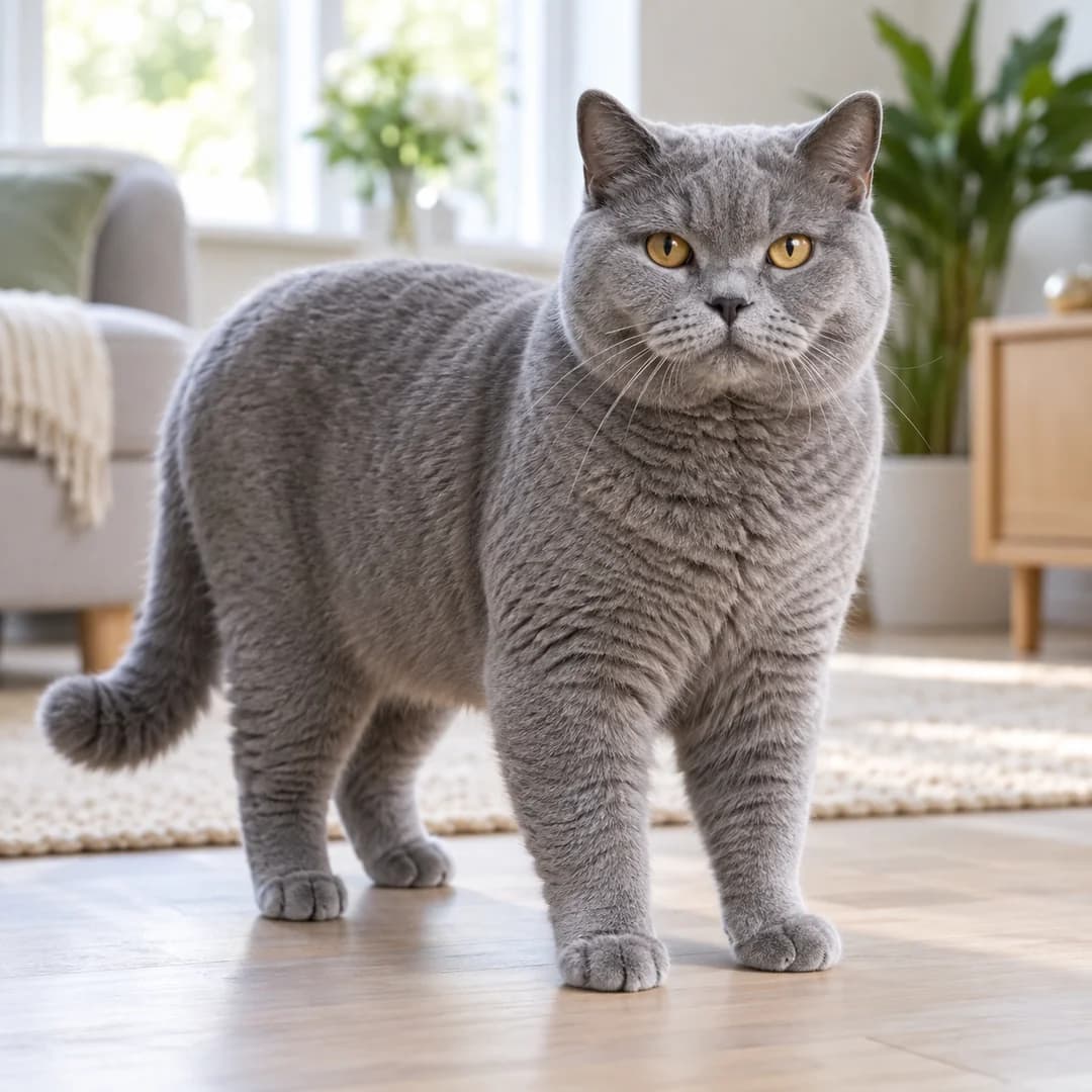 تصویر گربه نژاد بریتیش لانگ‌هیر (British Longhair) در دوره بالغ و سالمند - وقار و مراقبت‌های نژادی در دانشنامه پت همزی