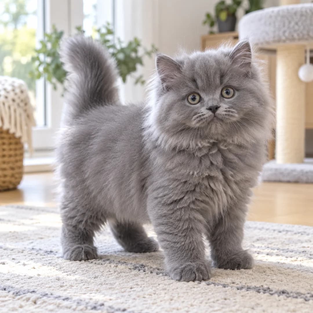 تصویر گربه نژاد بریتیش شورت‌هیر (British Shorthair) در دوره بچه‌گربه - ویژگی‌های رشد و ظاهر در دانشنامه پت همزی