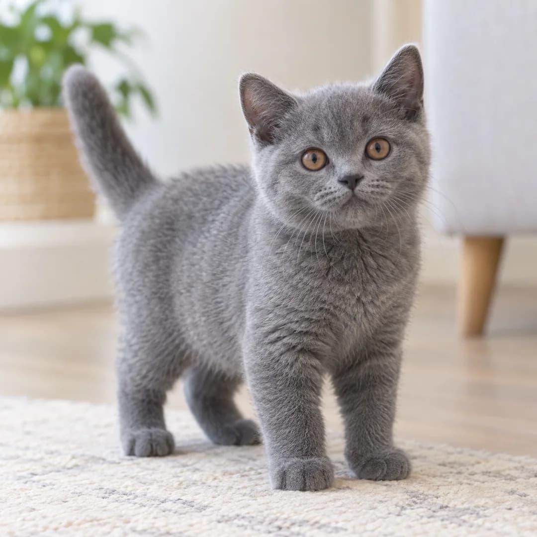 تصویر گربه نژاد شارترو (Chartreux) در دوره بچه‌گربه - ویژگی‌های رشد و ظاهر در دانشنامه پت همزی