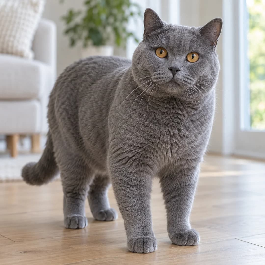 تصویر گربه نژاد شارترو (Chartreux) در دوره میان‌سال و جوانی - وقار و توانایی بدنی در دانشنامه پت همزی