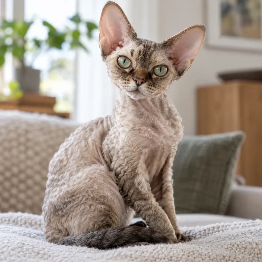تصویر گربه نژاد دوون رکس (Devon Rex) در دوره بالغ و سالمند - وقار و مراقبت‌های نژادی در دانشنامه پت همزی