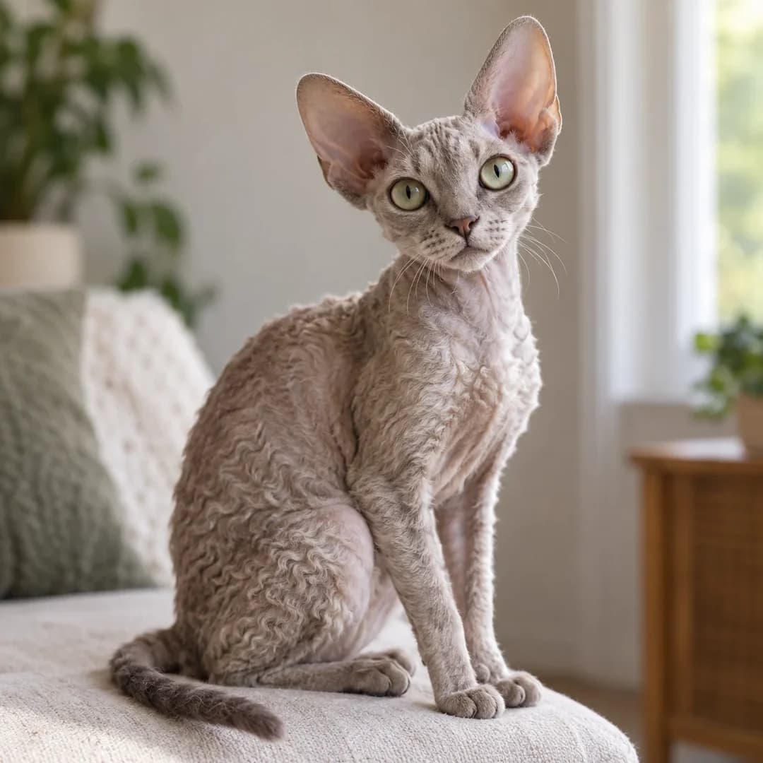 تصویر گربه نژاد دوون رکس (Devon Rex) در دوره میان‌سال و جوانی - وقار و توانایی بدنی در دانشنامه پت همزی