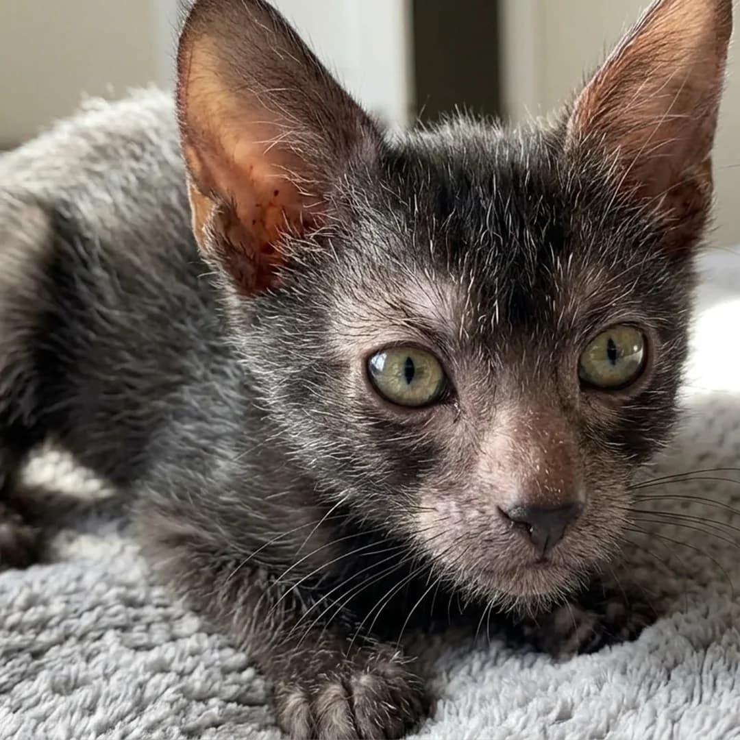تصویر گربه نژاد لایکوی (Lykoi) در دوره بچه‌گربه - ویژگی‌های رشد و ظاهر در دانشنامه پت همزی
