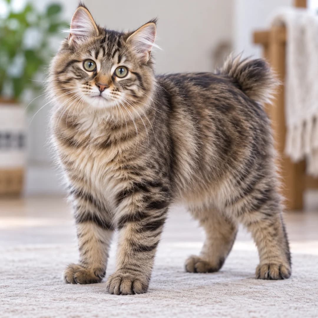 تصویر گربه نژاد امریکن بابتیل (American Bobtail) در دوره میانسال و جوانی - وقار و توانایی بدنی در دانشنامه پت همزی