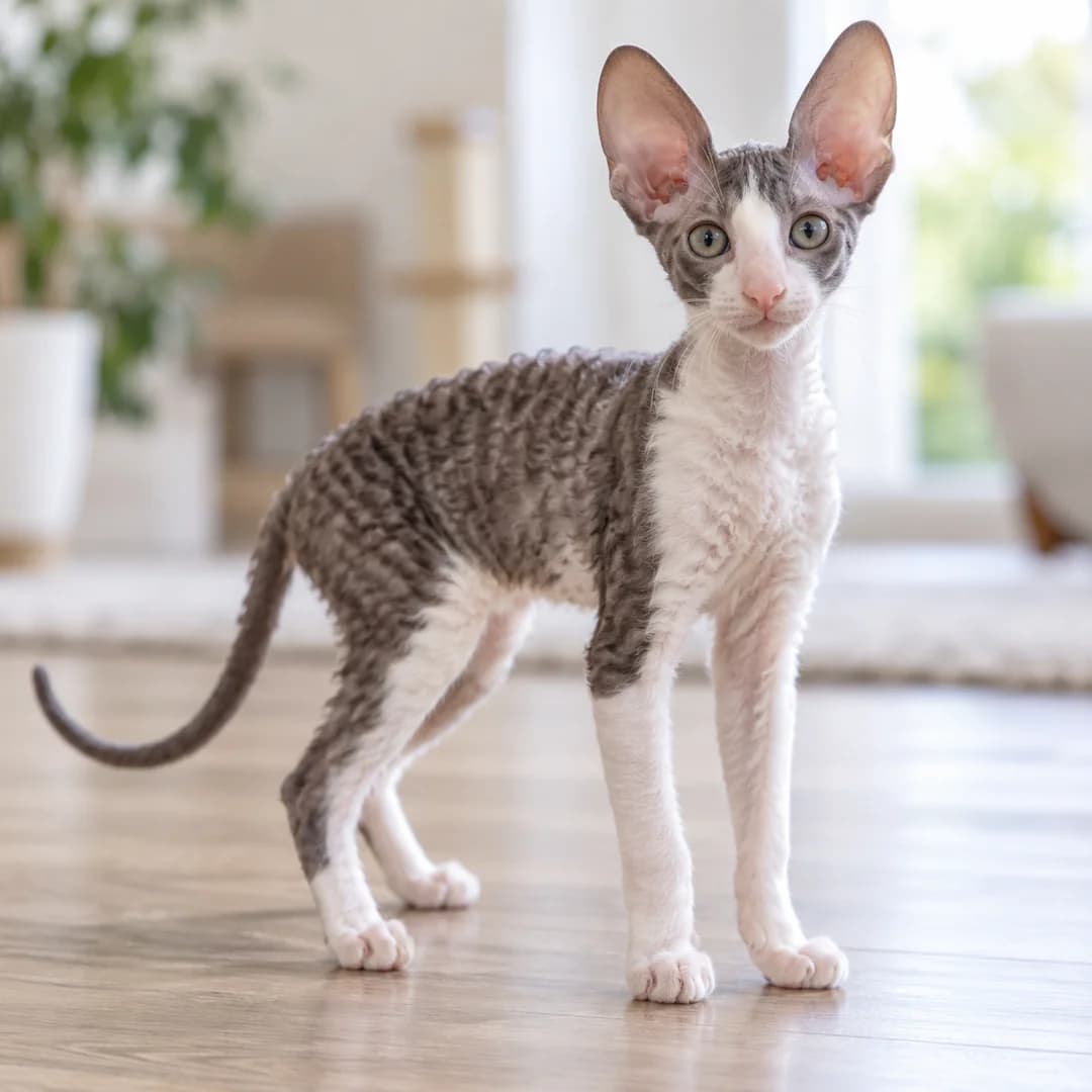 تصویر گربه نژاد کورنیش رکس (Cornish Rex) در دوره بچهگربه - ویژگیهای رشد و ظاهر در دانشنامه پت همزی