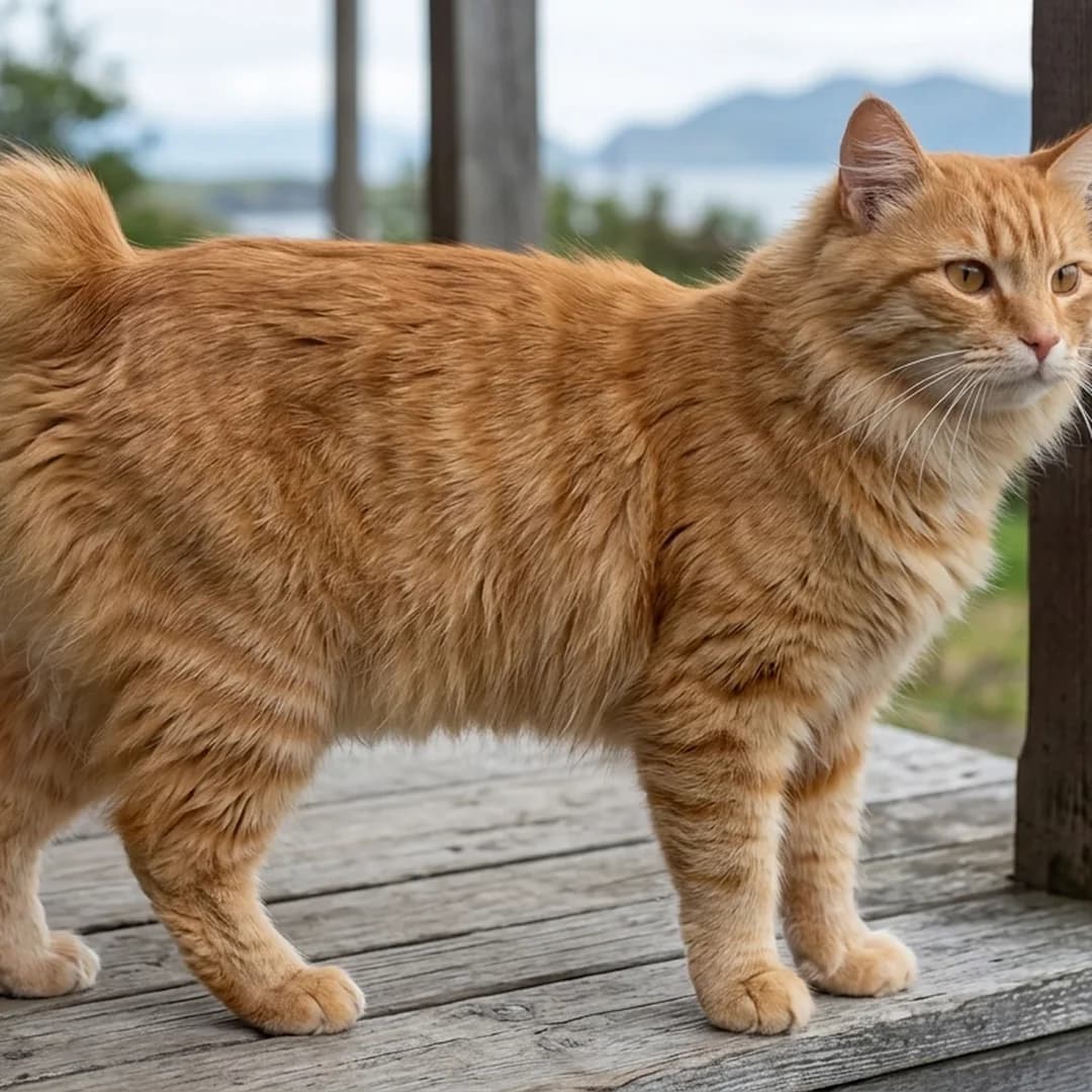 تصویر گربه نژاد کوریلین بابتیل (Kurilian Bobtail) در دوره میانسال و جوانی - وقار و توانایی بدنی در دانشنامه پت همزی